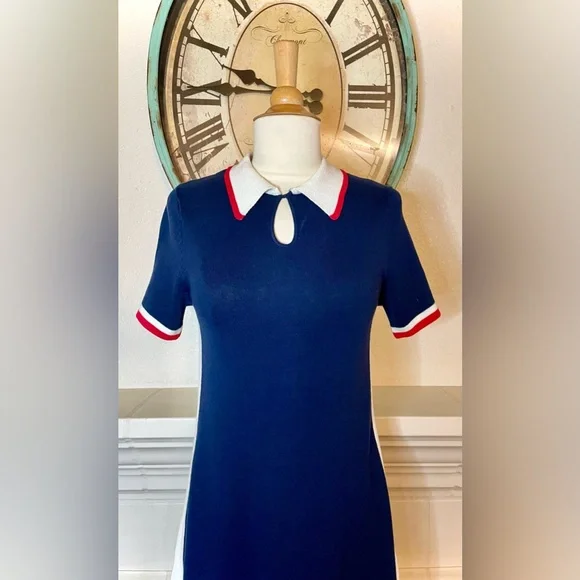 Urban Outfitters Navy Blue Dress with Red and White Trim - Picture 2 of 9